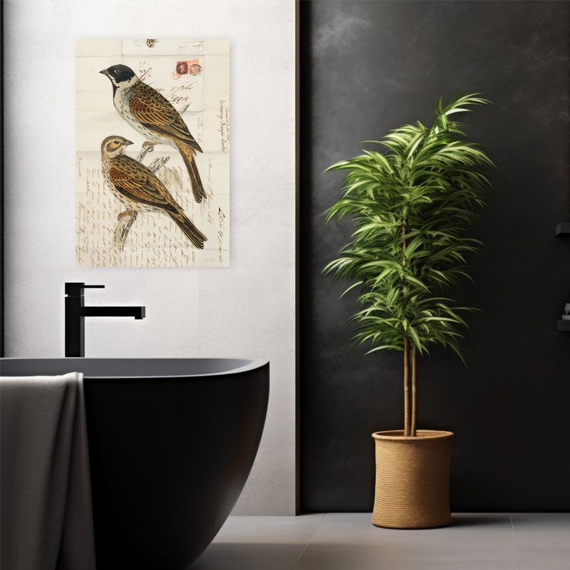 Oiseau rétro à tête noire, H 24 po x l 16 po
