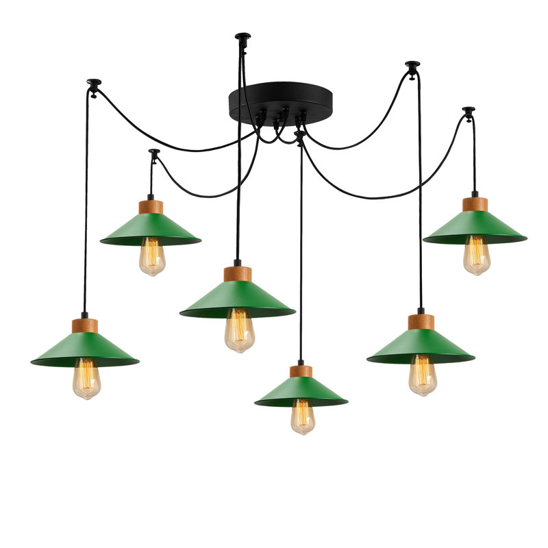 Luminaire suspendu conique à 6 lumières Caban, Vert