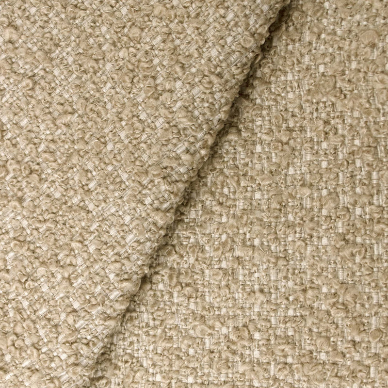 Chaise rembourrée avec roulettes Mendy, Bouclé chamois classique