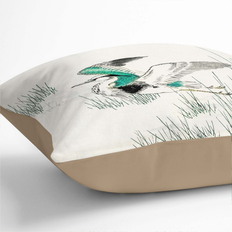 Heron in Flight by Numata Kashu Cushion with Filling, Stone, 40cm H x 40cm W x 15cm D