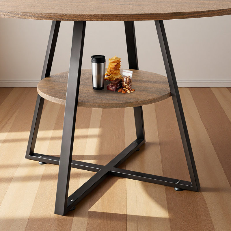 47-in W Brown Industrial Round Dining Table For 4, Brown