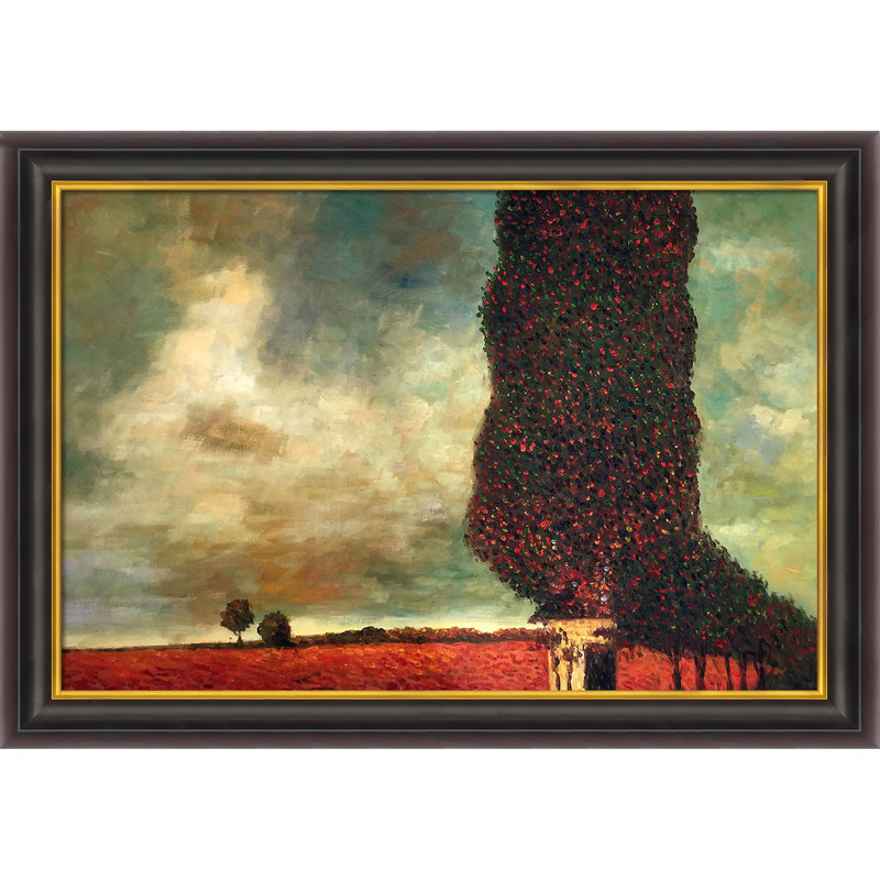 «High Poplar» par Gustav Klimt - Peinture sur toile encadrée, H 30 po x l 42 po x P 2 po, Cadre opulent