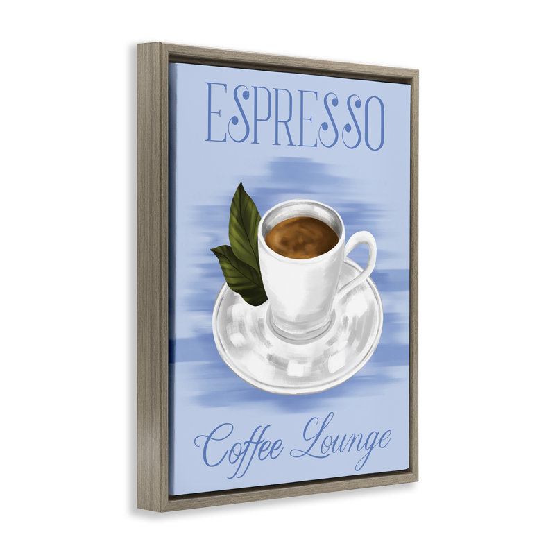 Espresso Coffee Lounge, art mural par Hey Bre! Creative Studio, H 31 po x l 25 po, Cadre flottant orme Montalcino