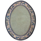 Artistic Sage Green Color Antique English Art Deco Rug Designed by Noel Simmons