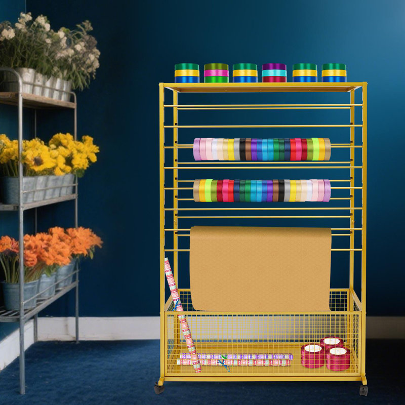 Support de rangement pour papier sur pied à 16 niveaux, H 59,06 po x l 39,37 po x P 12,6 po, Doré