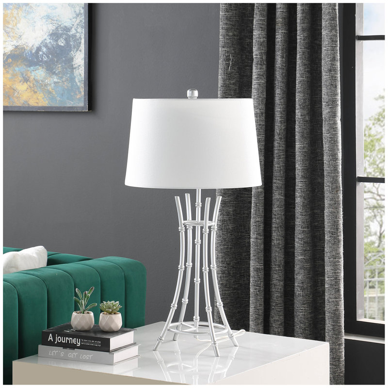 Lampe de table moderne en métal 29,25 po Kiara, Argent argent