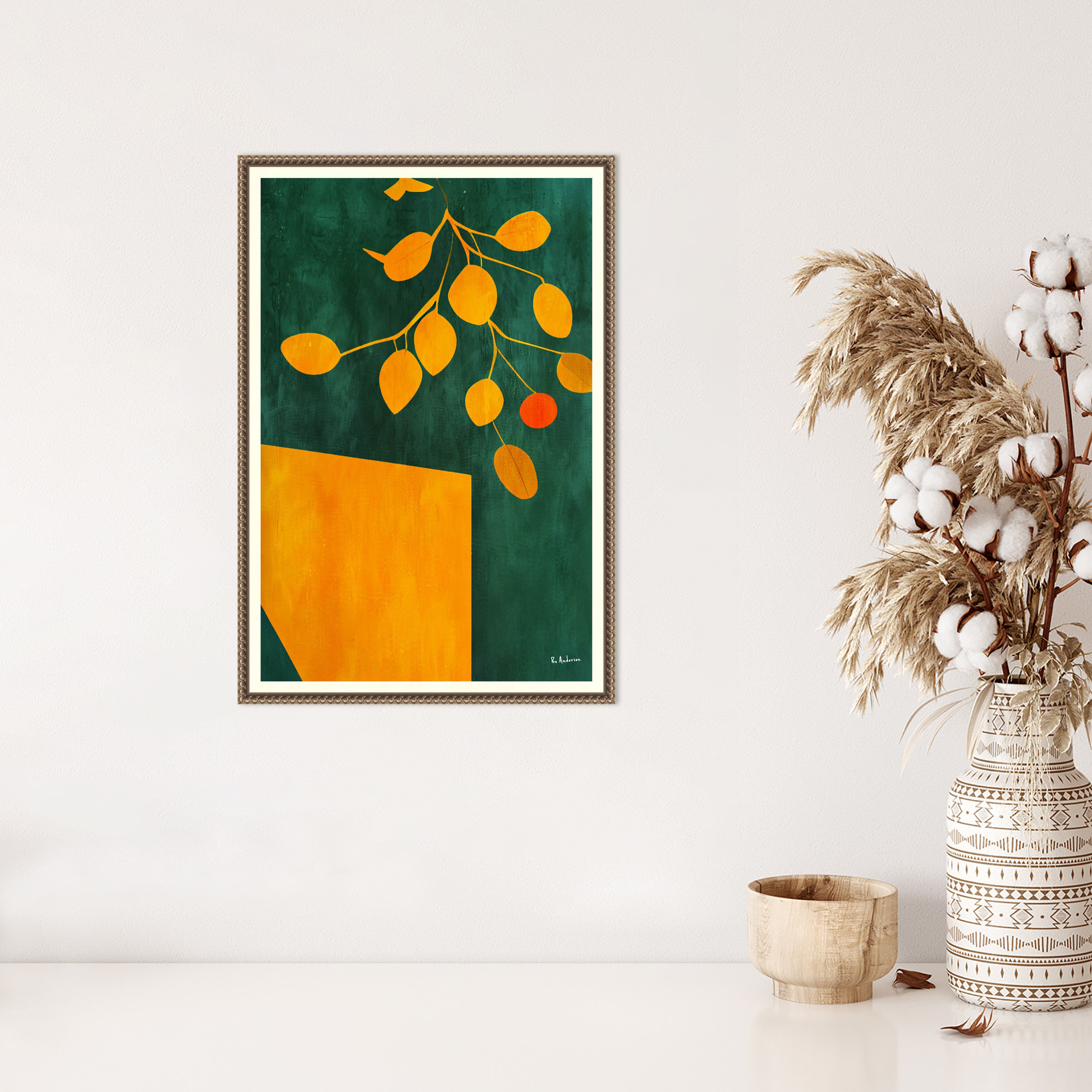 Golden Autumn Leaves by Bo Anderson, 23" H x 16" W x 2" D