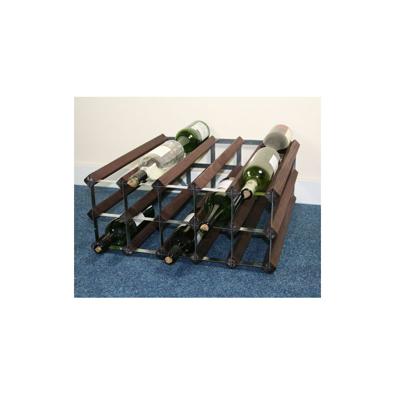 Bateman 30 Bottle Floor Wine Bottle Rack, Dark Oak Stained Pine