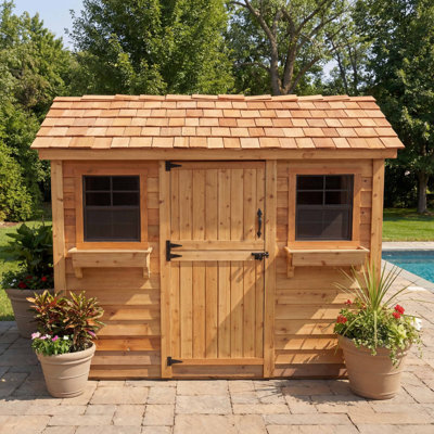 9 ft. W x 6 ft. D Western Red Cedar Cabana Garden Shed with Dutch Door and Cedar Shingle Roof