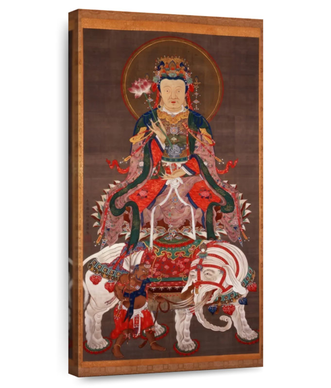 Fugen Bosatsu assis sur un éléphant, H 30 po x l 15 po