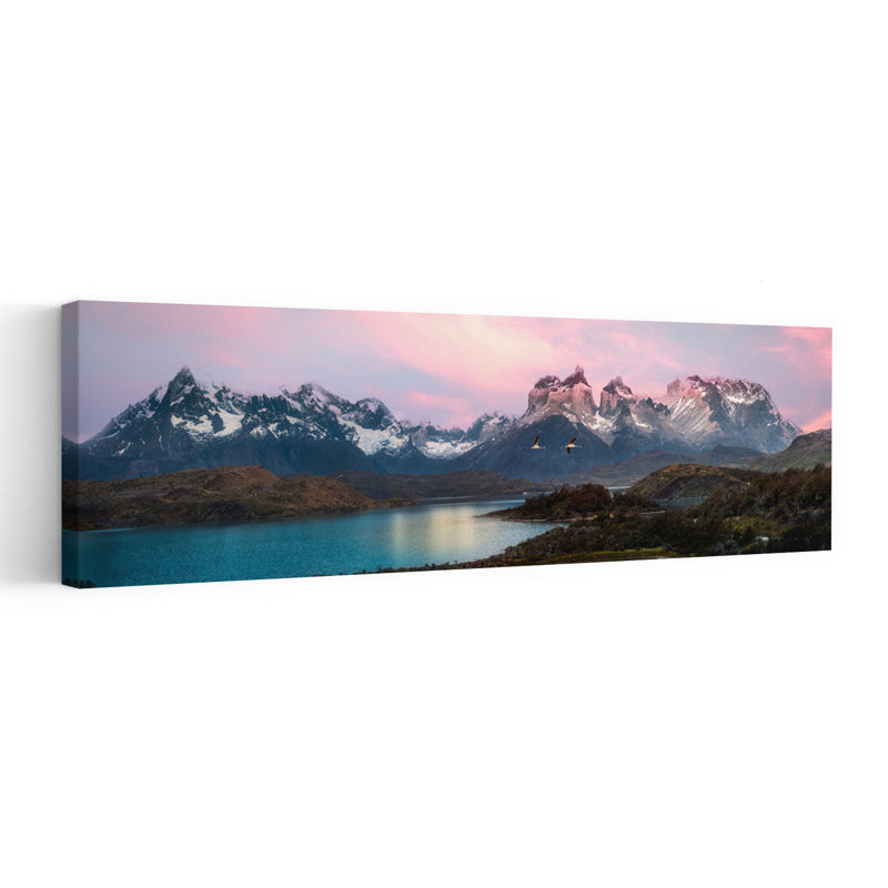 Pink Mountain Sunset by Allen SDCA - Wrapped Canvas Panoramic Print, 30.84cm H x 91.44cm W