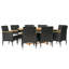 Berns 8 - Person Acacia Solid Wood Patio Dining Set Oval Table with Cushions Included-1689669096-1689669097