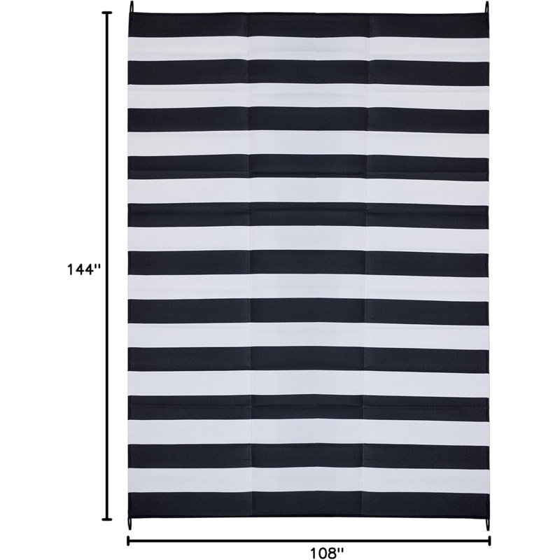 Tapis d'extérieur à rayures Geo Geo, Rectangle 9' x 18'