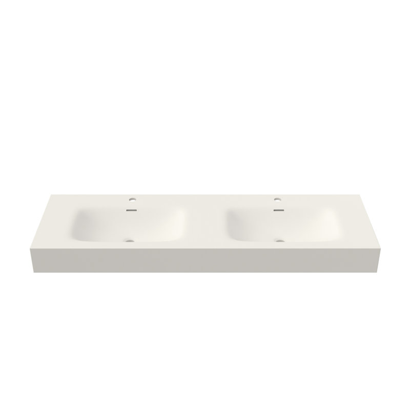 Lavabo de salle de bain en résine solide pour salle de bain, ton blanc mat, 60,75 po de profondeur, 18,03 po de largeur, 5,09 po de hauteur, 60,35 lb, s'adaptant à différents designs, résistant aux rayures
