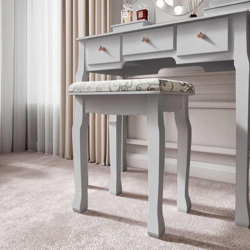 Moultrie Dressing Table with Mirror, Grey