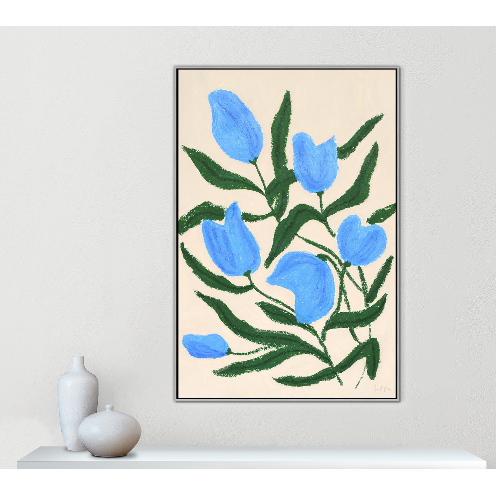 Blue Tulips Print by Camilla Bergqvist, Silver, 61.5" H x 41.5" W
