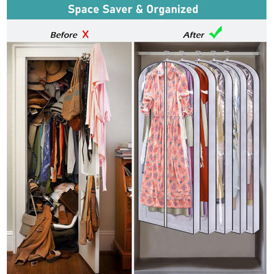 60" Long Hanging Garment Bags, 5 Packs