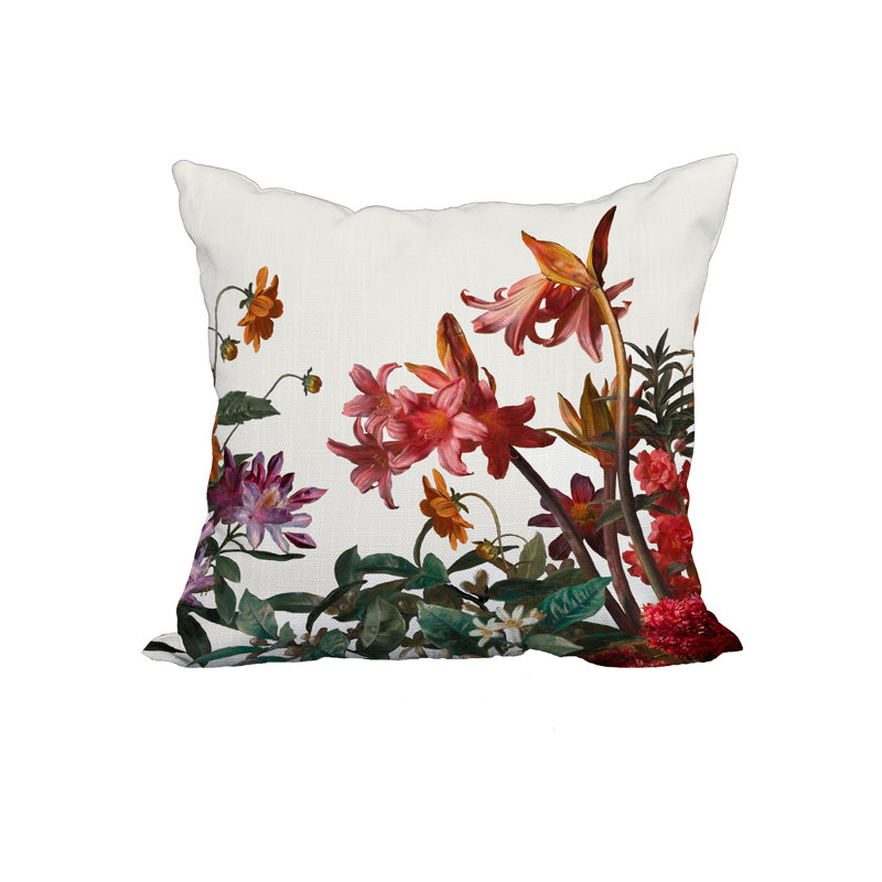  Housse et insert de coussin carré à imprimé floral, 20 po x 20 po, Blanc