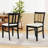 Farmhouse Rattan Dining Chair Set of 2 Fabric Upholstered Kitchen Chairs-1891565099