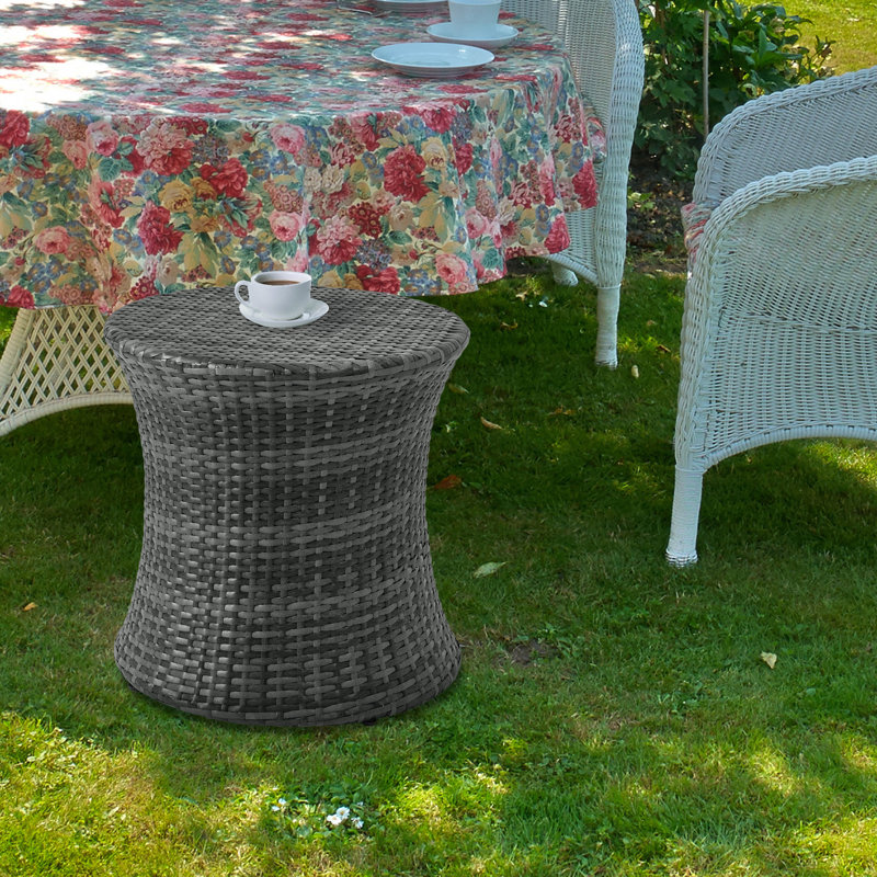 Table d'appoint en osier Aghilas, Gris foncé