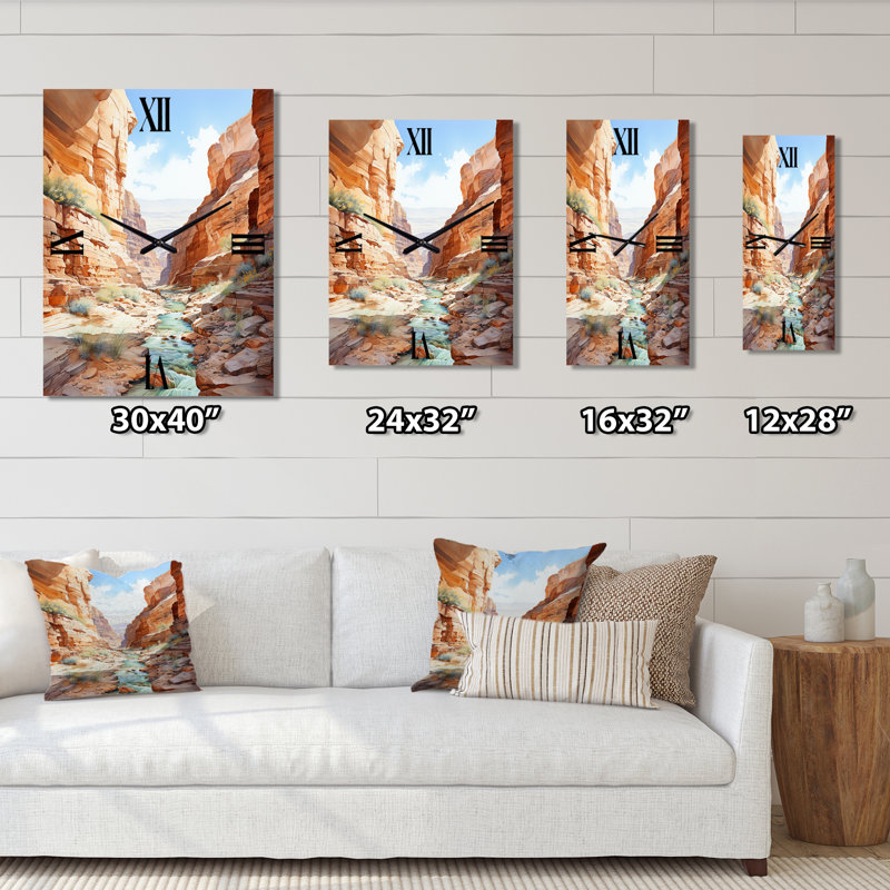River By The Canyon Landscape I - Horloge murale Canyon, Petit