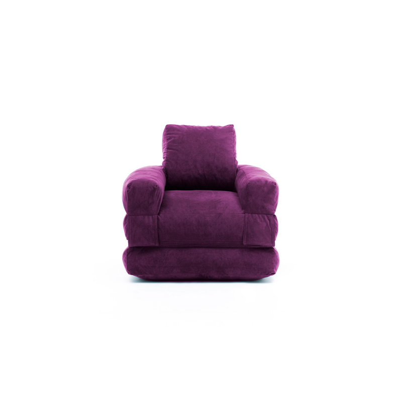Fauteuil futon large de 35,4 po Elvin, Mélange de polyester mauve