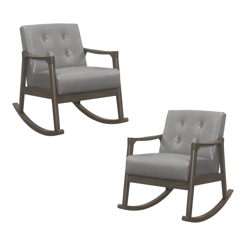 Chaise berçante en simili cuir Curr (ensemble de 2), Similicuir gris