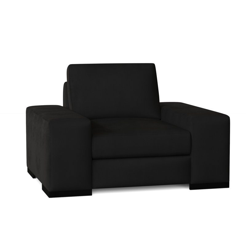 Fauteuil club Harrison, Velours noir, Noir, Moyenne