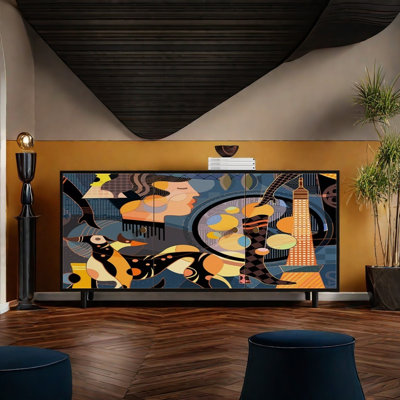 French Abstract Art Accent Cabinet