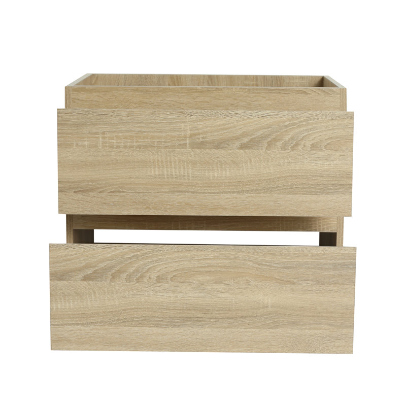 Meuble-lavabo mural 24 po avec lavabo en résine, 2 tiroirs à fermeture en douceur, ensemble KD, Light Oak
