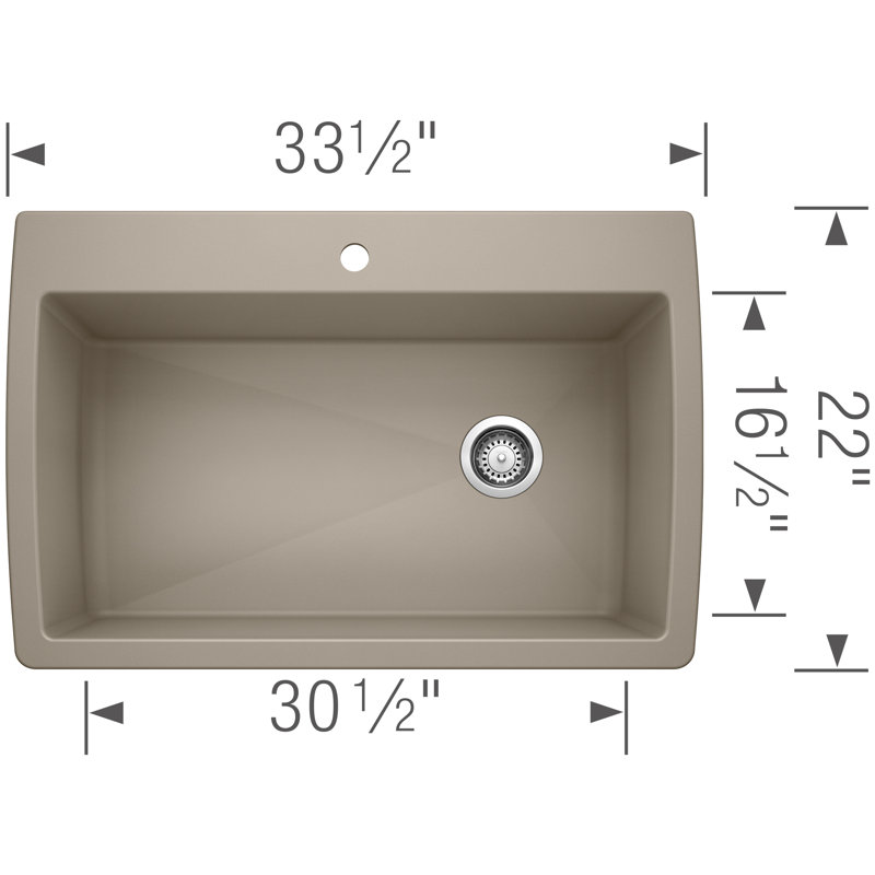 Diamond SILGRANIT 33.5" L x 22" W Super Single Drop-in/Undermount Kitchen Sink, Truffle, 1 hole