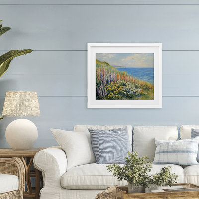 Coastal Hyacinth Garden Framed Print Under Glass, design by Petal Prints Design