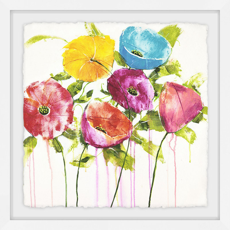 Pop Of Colour II by Julie Joy - Single Picture Frame Painting, 30cm H x 30cm W x 3.81cm D, White Framed with Deckled Edges