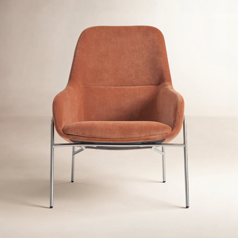 Acre Upholstered Armchair, Copper Velvet, Stainless