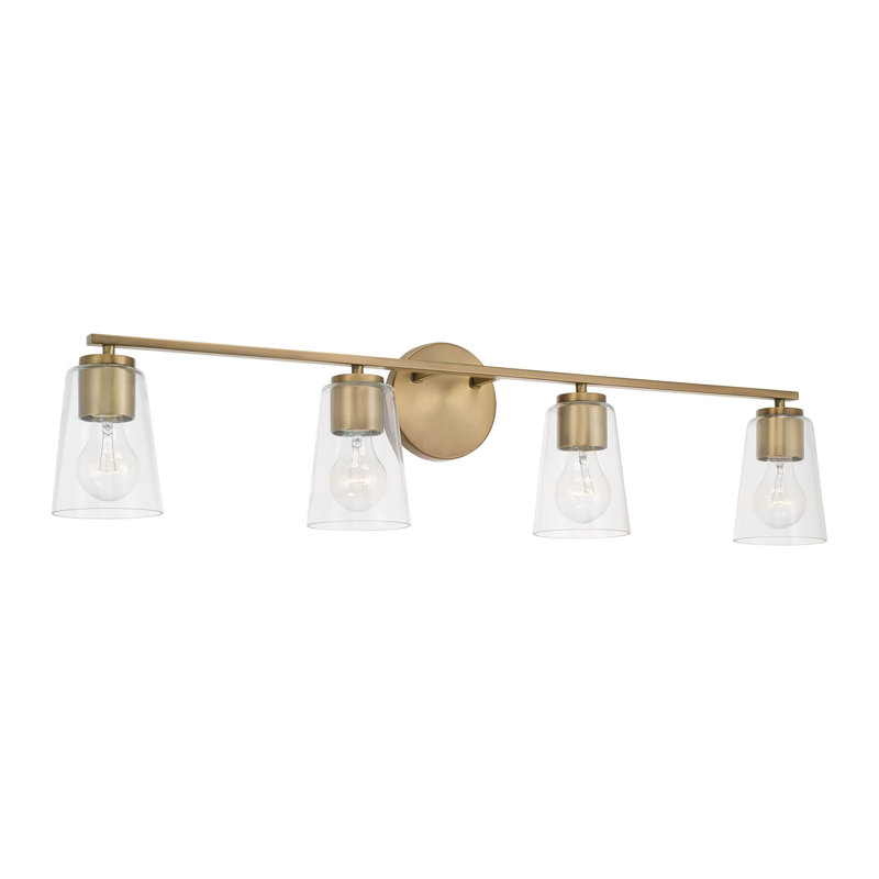 4 - Light Dimmable Vanity Light, Aged Brass