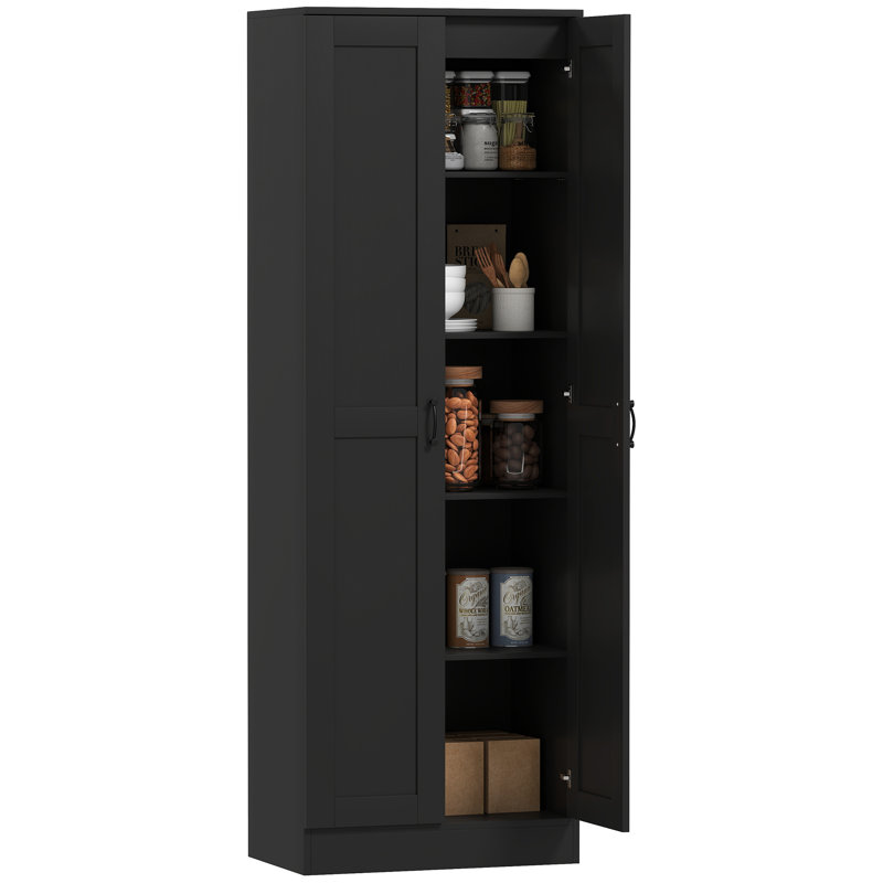 Armoire de rangement à 5 niveaux avec tablettes, garde-manger noir