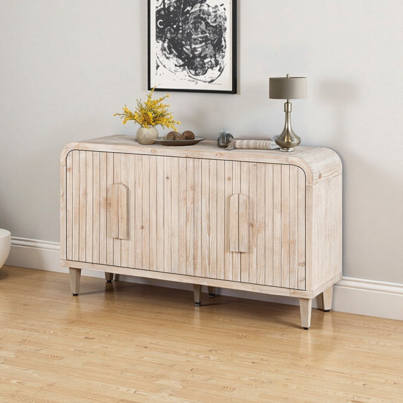 Buffet 59 "Farmhouse Curved Vintage Buffet, Blanc antique