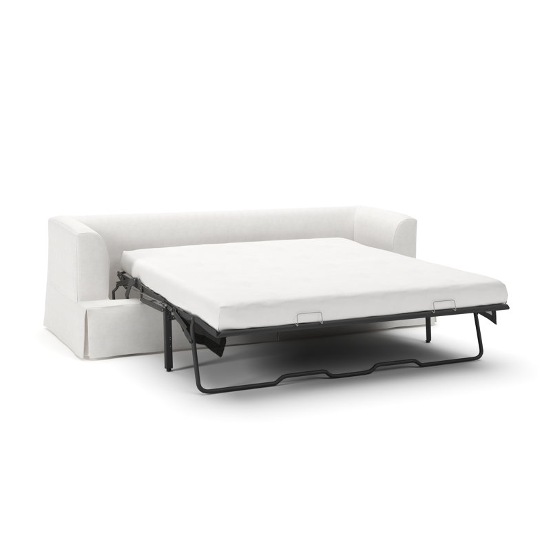 Canapé-lit à accoudoirs encastrés 93 po Lucia, Chenille Crypton® neige Nomad