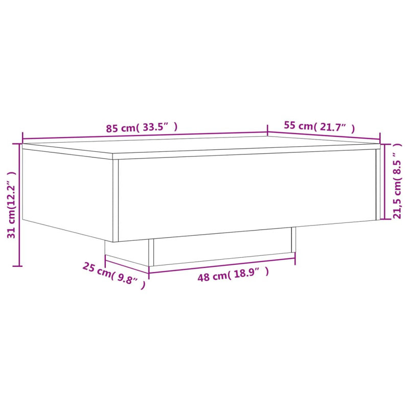 Wrought Studio™ Coffee Table With LED Lights White 33.5"X21.7"X12.2", White