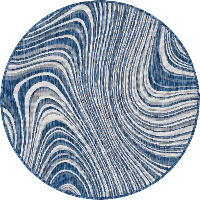 Tapis bleu marine Gab Gabab, Rond 4 pi 1 po