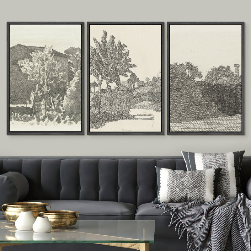 «Rustic Countryside S Croquis Country Landscape» par Morandi, maison de campagne rustique moderne rétro, H 36 po x l 72 po
