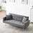 71.7 - Inch Grey Bed With Fleece, Modern Design For Living Space, Solid Wood Frame, Metal Legs, 2 Seats, Included Pillows Suitable Room, Throw Pillows, Quick And Easy Assembly-286439619