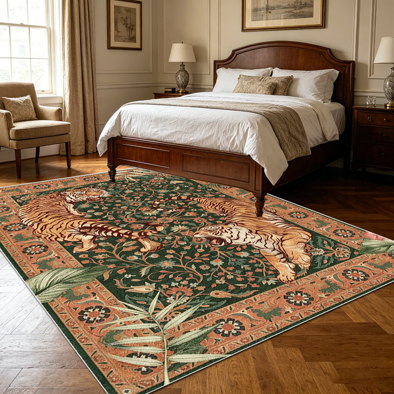 1PC Vintage Tiger Wilderness Persian Floral area rugs for Living Room, Soft, All seasons, Easy-maintain, Washable Indoor mat, Farmhouse suitable for entryway, dining room, bedroom, foyer, porch, patio, Home Decor, Outdoor Decor.