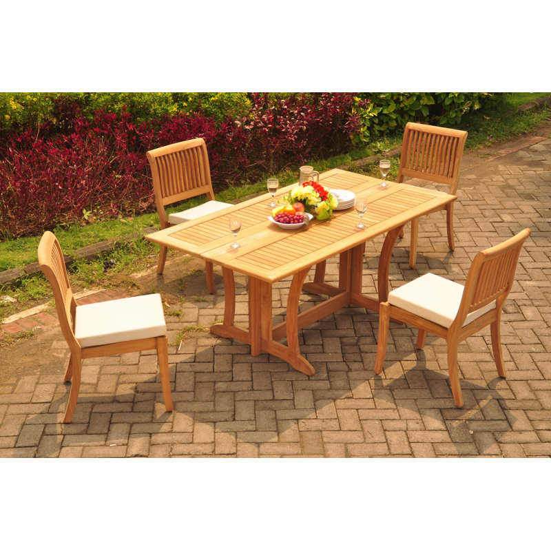 Mastropietro 4 - Person Teak Wood Patio Dining Set with Rectangular Table