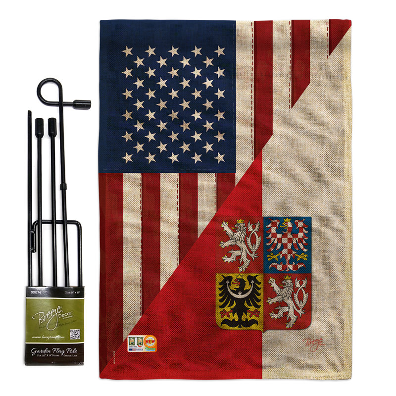 « american tchèque amitié the world impressions », en toile jute à 2 côtés 19 po x 13 po ensemble de drapeau