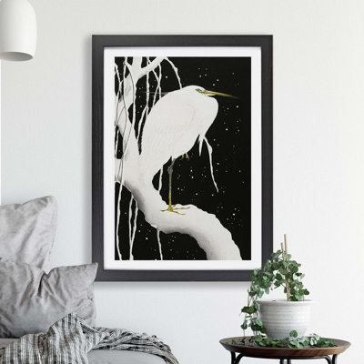 White Heron In The Snow by Ohara Koson - Single Picture Frame Print