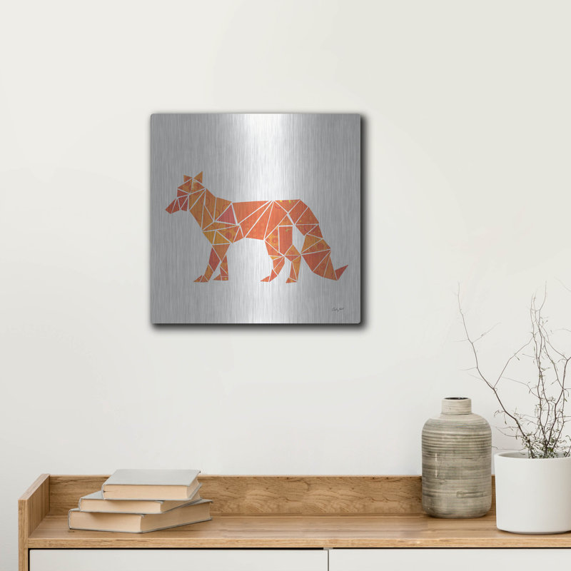 Art mural en métal luxueux «Geometric Animal II» par Courtney Prahl, 12 po x 12 po