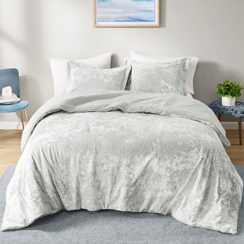 Édredon en velours gris pour lit simple / simple TG avec doublure