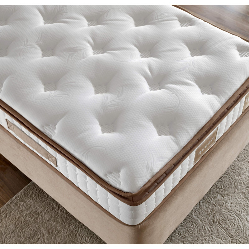 Ultra Firm Mattress, 47.2 x 78.7 x 9.8 inches | Decorative Quilted Linen Fabric Cover, Multi Spring System, Silicon Fiber Comfort Layer, Single Side Padded, Edge Support Foam | Ideal for Restful Sleep, White & Brown Design
