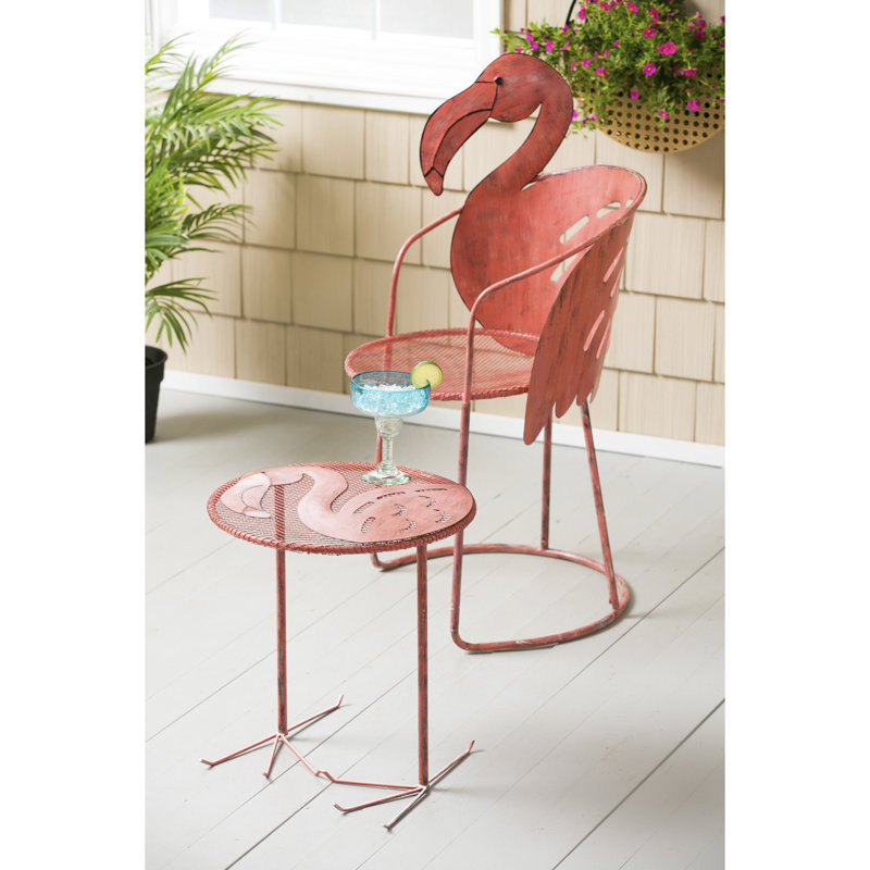 Table bistro en fer avec chaise Flamingo